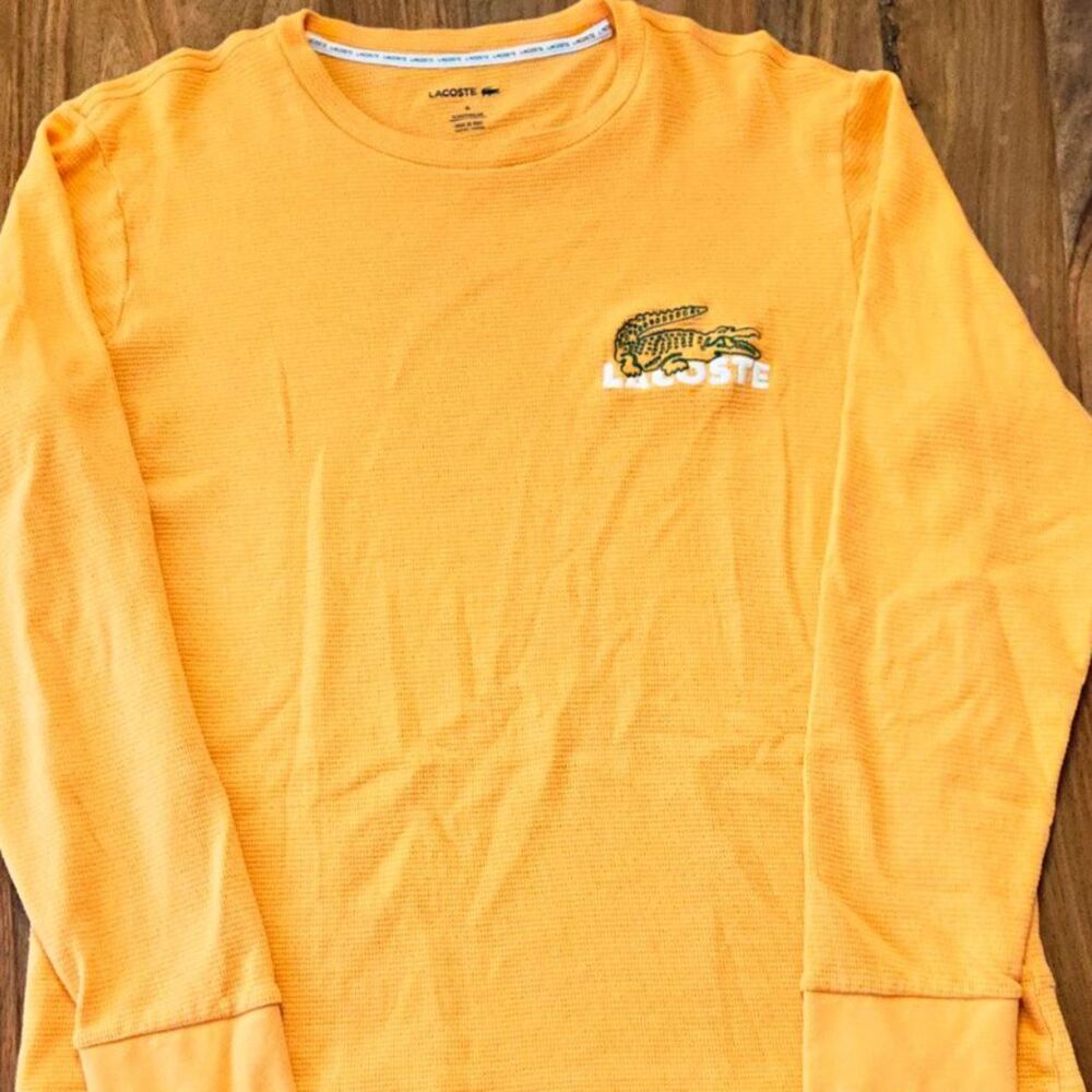 ​Lacoste Waffle Weave Thermal Cabincore Long Sleeve Shirt Small